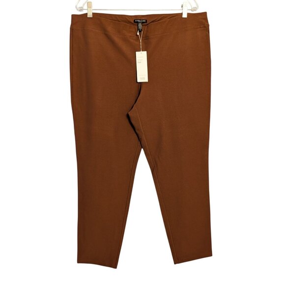Eileen Fisher Womans Slim Ankle Pants Nutmeg 1X Washable Stretch Crepe Knit NWT - Picture 8 of 16